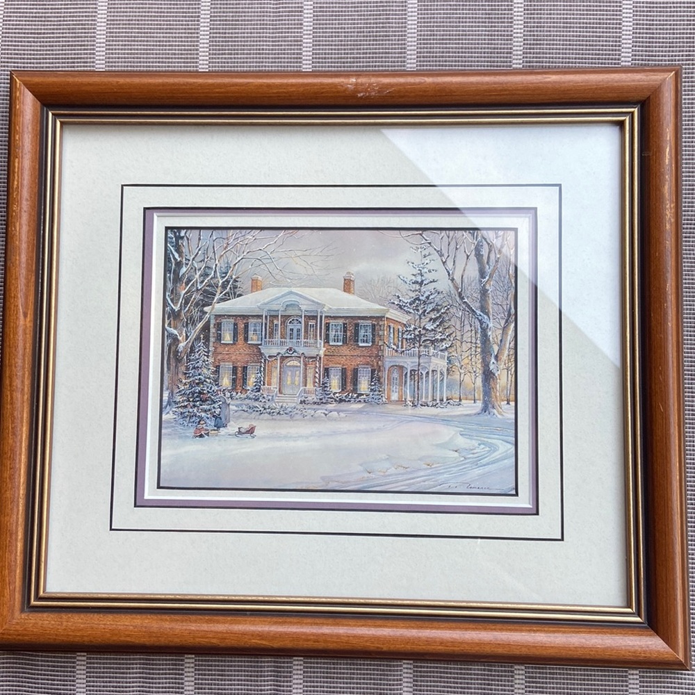 Charming Trisha Romance Winter scene Framed Art.